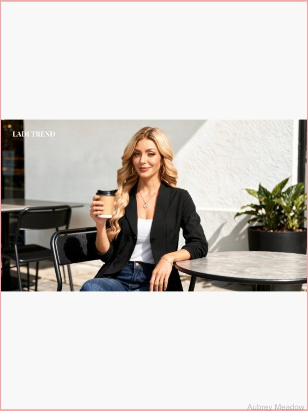 Casual Ruched 3/4 Sleeve Blazer Ruffle Hem Shawl Lapel One Button Jacket Suit - Picture 7 of 7